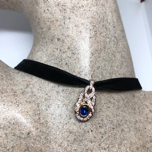 Vintage Handmade 925 Sterling Silver Gold  Sapphire Pendant
