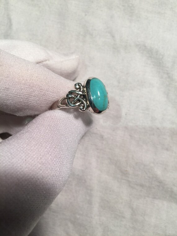 Vintage  Turquoise Gemstone 925 Sterling Silver C… - image 2