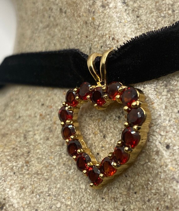 Red Garnet Heart Necklace in 925 