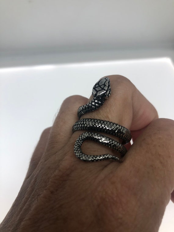 Vintage Gothic Stainless Steel Snake Serpant Mens… - image 3