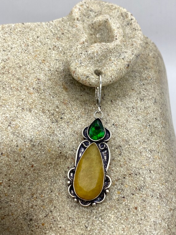 Vintage Yellow Jasper 925 Sterling Silver Leverba… - image 6