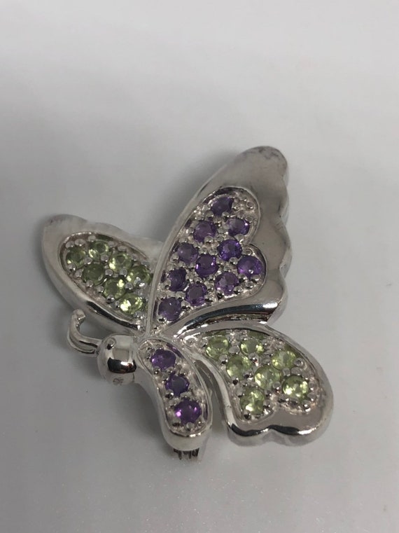 Vintage Handmade Peridot and Amethyst Sterling Si… - image 3