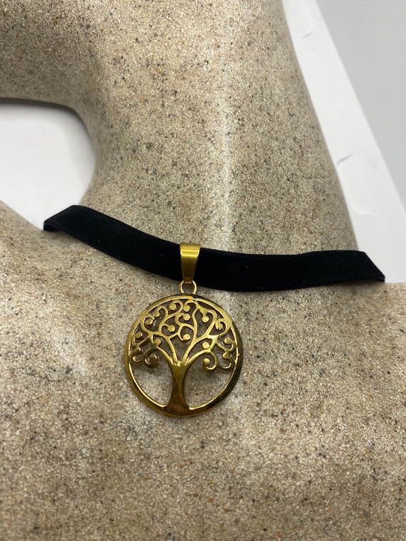 Vintage Tree of Life Bronze Velvet Choker Necklace. Etsy