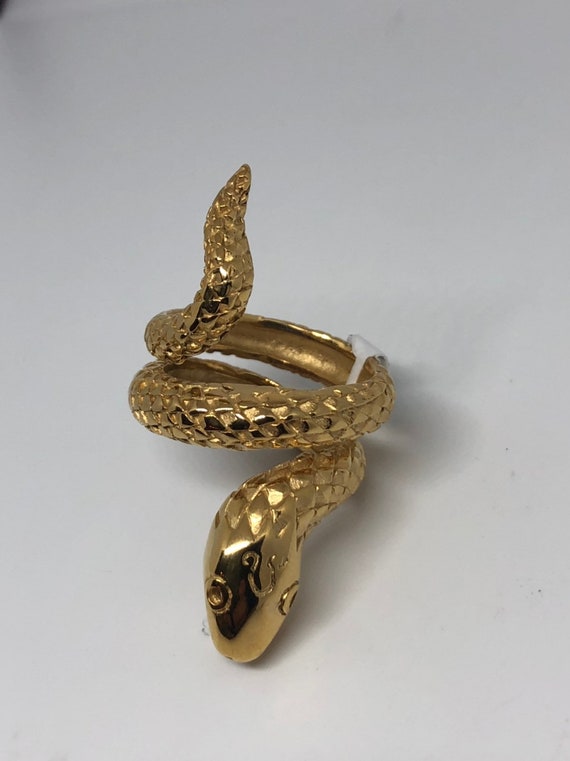 Vintage Gothic Golden Stainless Steel Snake Mens … - image 6