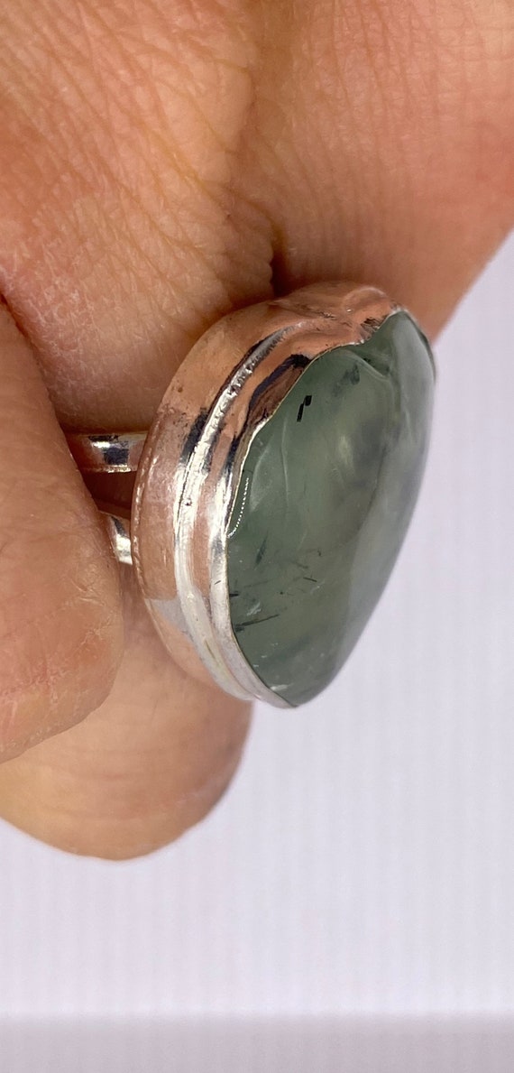 Vintage Green Nephrite Jade Heart Ring