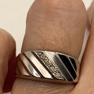 Vintage Diamond 925 Sterling Silver wedding band Ring