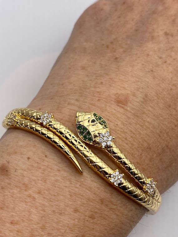 Snake Motif Gold-Tone Bangle Bracelet - Women\'s Accessory Amazon.com: Presentski Snake Bracelets Gold Open Bangle Cuff  main image 4