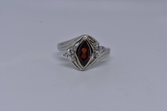 Vintage Bohemian Garnet Ring White Sapphire 925 S… - image 9