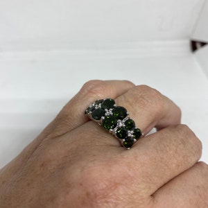 Vintage Handmade Genuine Green Chrome Diopside Setting 925 Sterling Silver Ring