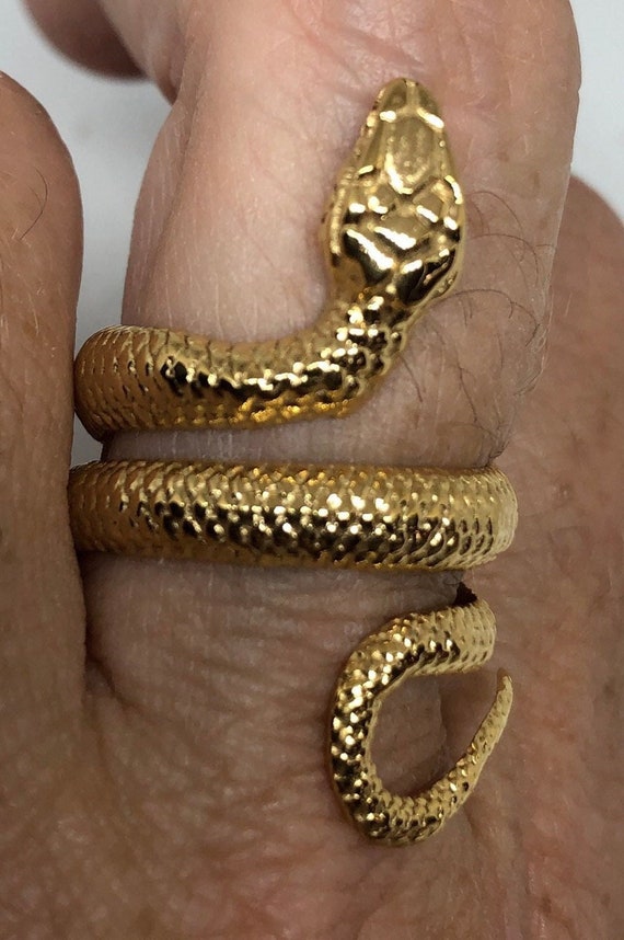 Vintage Gothic 18k Gold Finish Stainless Steel Snake Ring - Etsy
