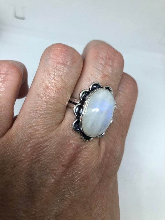 Vintage Blue White Rainbow Moonstone Silver Cockt… - image 7