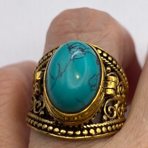 Vintage Türkis Messing Gift Pillbox Ring