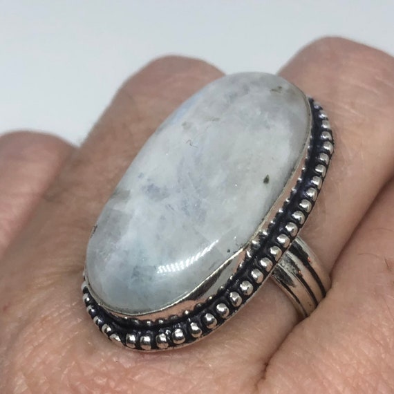 Vintage Blue White Rainbow Moonstone Silver Cockt… - image 5