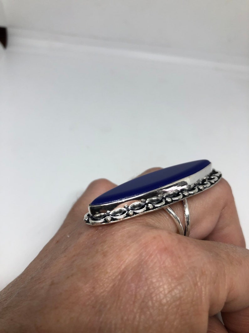 Vintage Genuine Blue Chalcedony ring Size 9