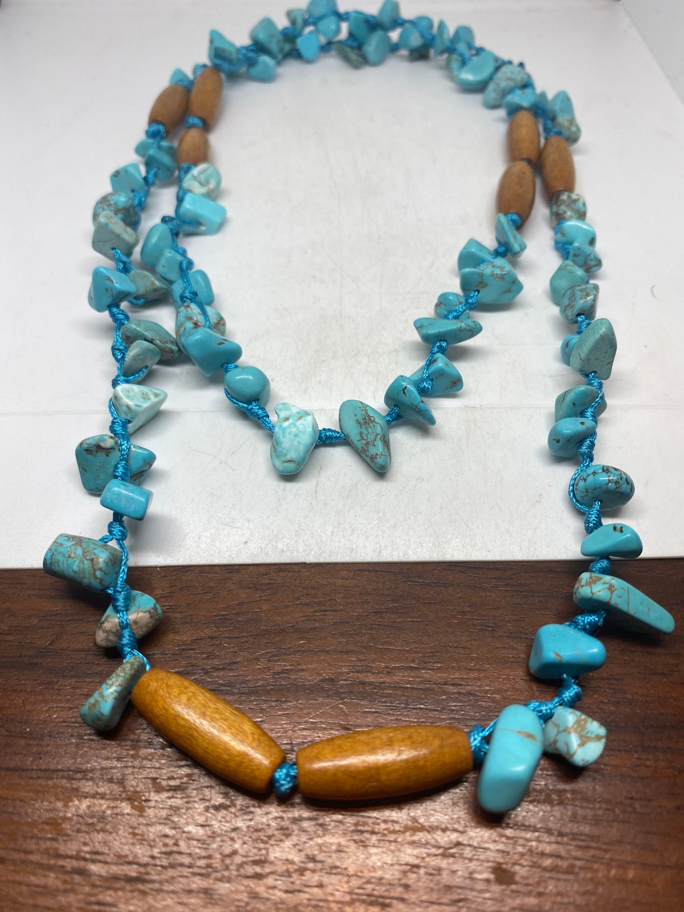 Collier aimanté original galets fait main perle céramique Turquoise