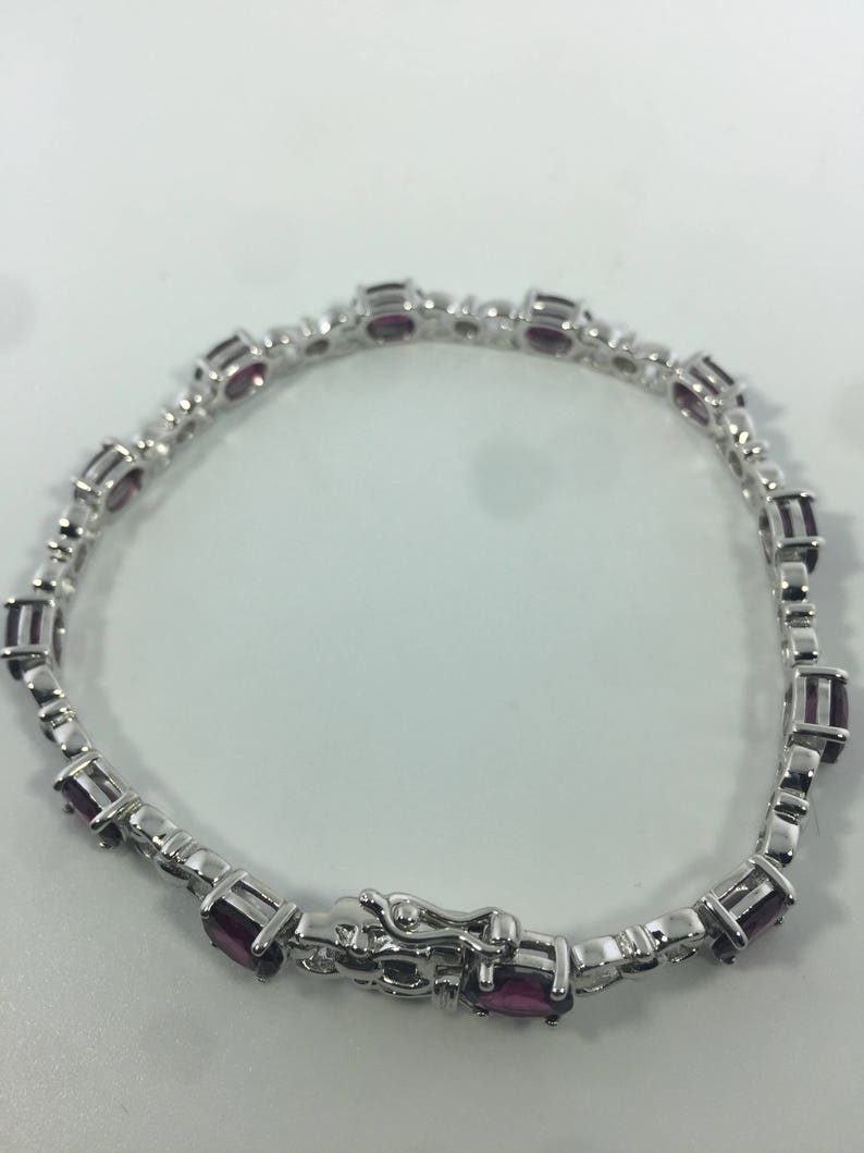 Vintage Bohemian Red Garnet Bracelet 925 Sterling Silver