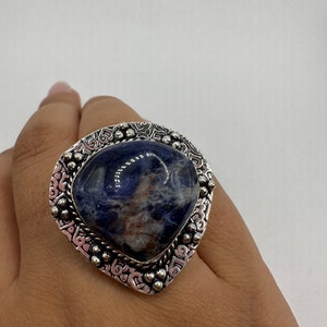 Vintage Blue Genuine Lapis Lazuli Cocktail Ring