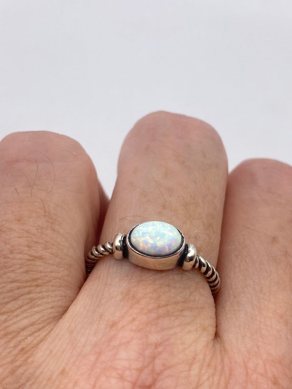 Vintage Blue Fire Opal 925 Sterling Silver Inlay … - image 1