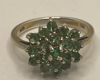 Vintage Handmade Genuine Green Peridot Filigree Setting 925 Sterling Silver Gothic Ring