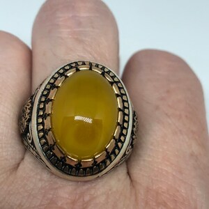 Vintage  Gothic Sterling Silver Genuine Carnilian Mens Ring