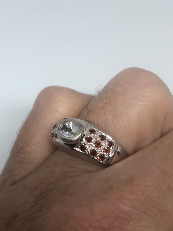 Vintage Bohemian Garnet White Sapphire 925 Sterlin