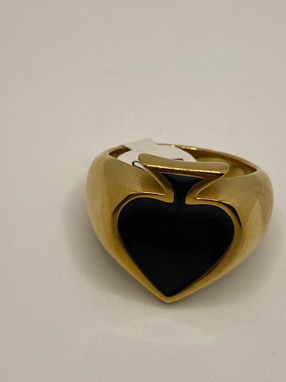 Vintage Black Spade Golden Stainless Steel Ring - image 3