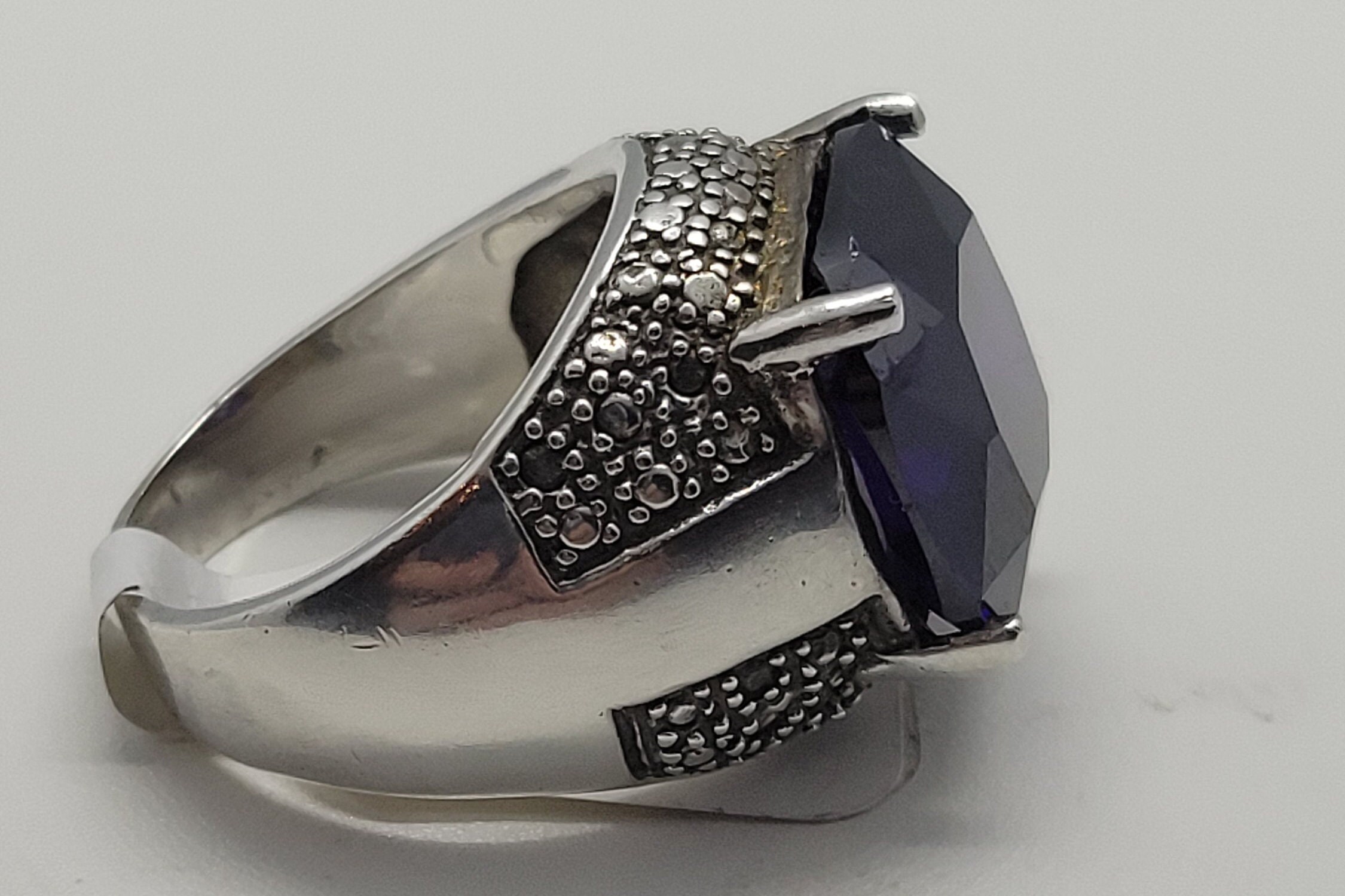 希少　ヴィンテージ　リング　アンティーク　シルバー　925 パープル　CZ ヴィンテージ ディープパープル CZ リング 925 スターリングシルバー
