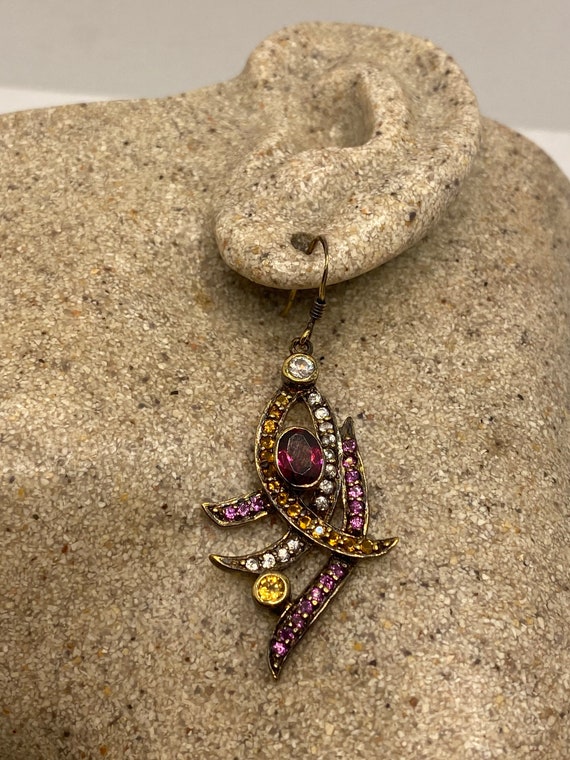 Orecchini pendenti vintage in argento sterling 925 con granato boho fatti a mano - Italia