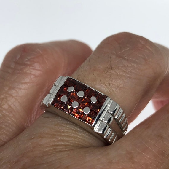 Vintage Red Bohemian Garnet Ring 925 Sterling Sil… - image 9