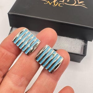 Vintage Blue Enamel Cuff Links