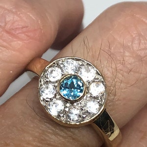 Vintage Genuine Blue Topaz 925 Sterling Silver Ring Size 7