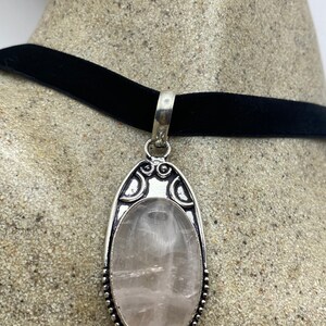 Vintage Rose Quartz Choker Pendant