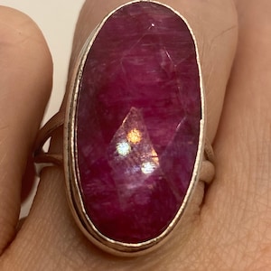 Vintage Handmade Raw Pink Ruby Silver Gothic Ring