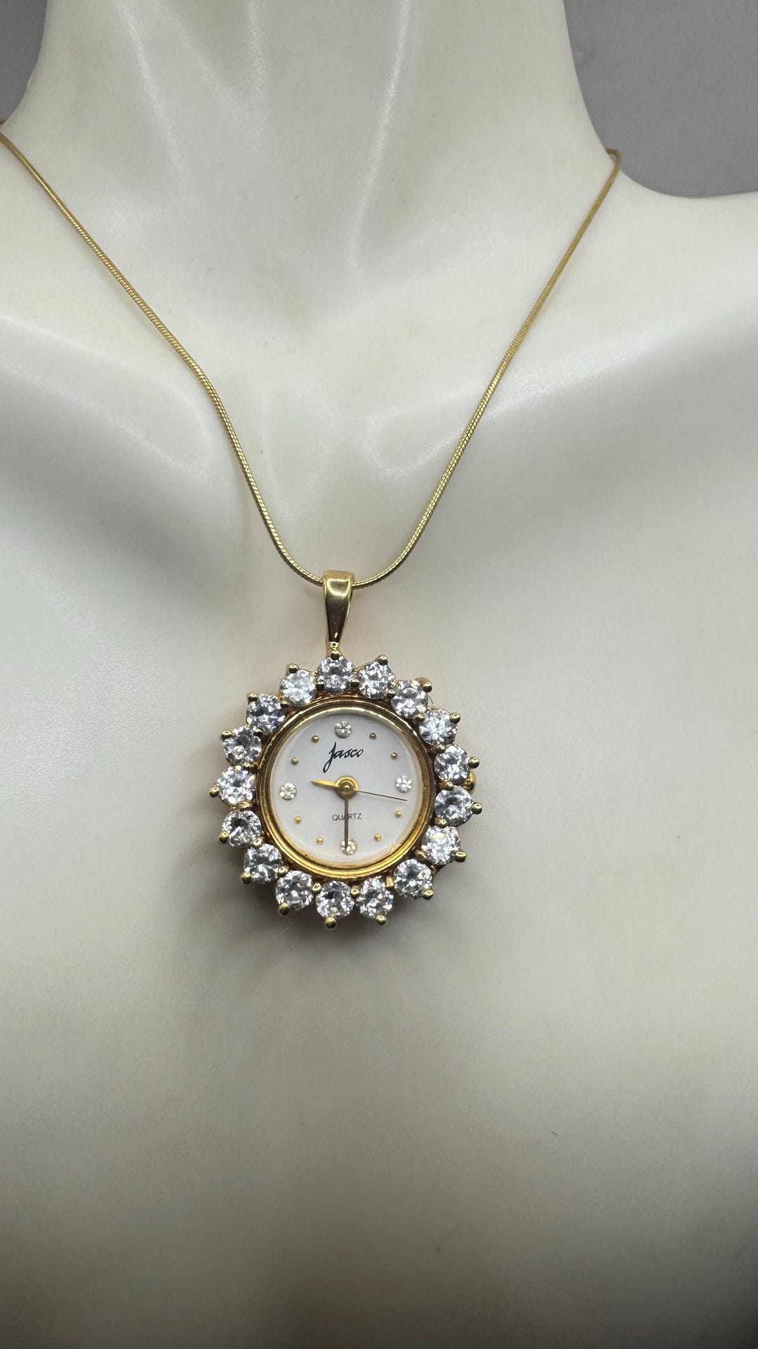 Collana con orologio vintage in argento sterling 925 dorato con