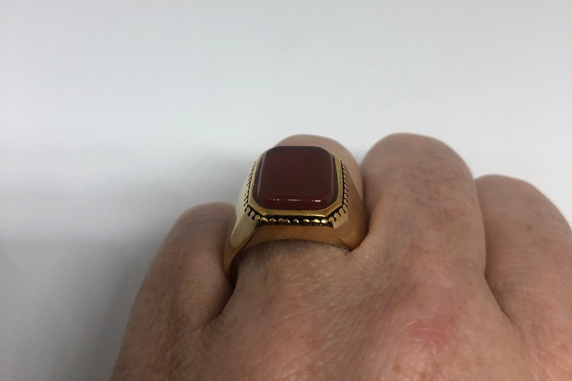 Vintage Gold Detailed Red Carnelian Mens Ring - Etsy