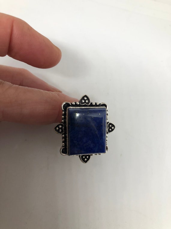 Vintage Blue Genuine Lapis Lazuli Cocktail Ring - image 5