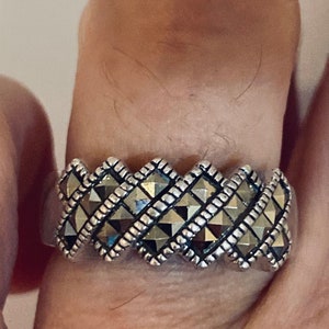 Vintage Genuine Swiss Marcasite Setting 925 Sterling Silver Gothic Ring