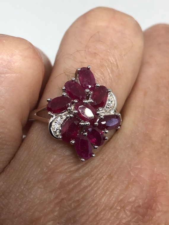 Vintage Handmade Pink Ruby and White Sapphire Set… - image 7