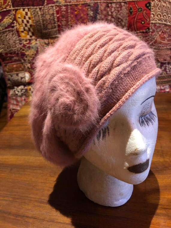 Vintage Wool angora 10 in Beret Hat - image 2