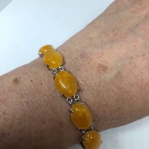 Vintage Yellow Jade Bracelet Silver