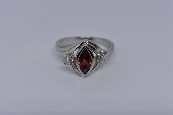 Vintage Bohemian Garnet Ring White Sapphire 925 S… - image 7