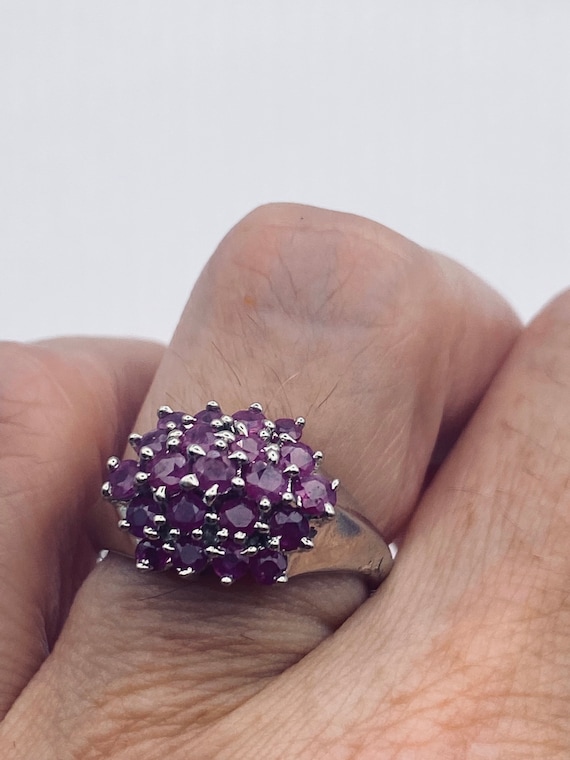 Vintage Pink Ruby 925 Sterling Silver Ring