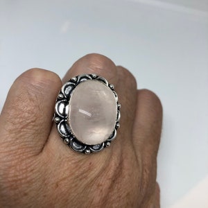 Vintage Echter Rosenquarz Silber Ring