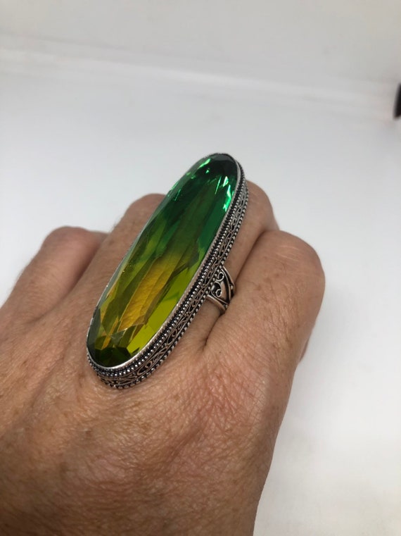 Vintage Green Vintage Art Glass Ring About 2 Inch… - image 4