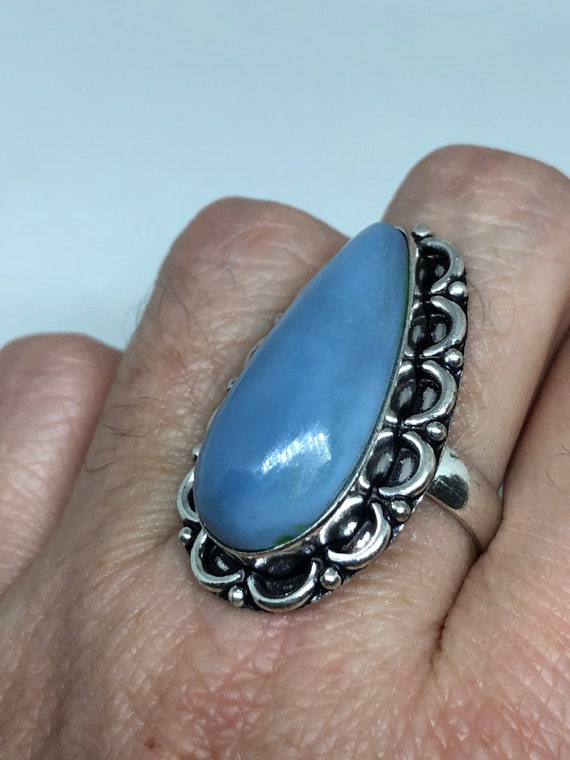 Vintage Blue Onyx Ring  Cocktail Size 8.5 - image 3