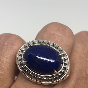 Vintage Handmade Deep Lapis Lazuli Setting 925 Sterling Silver Gothic Ring