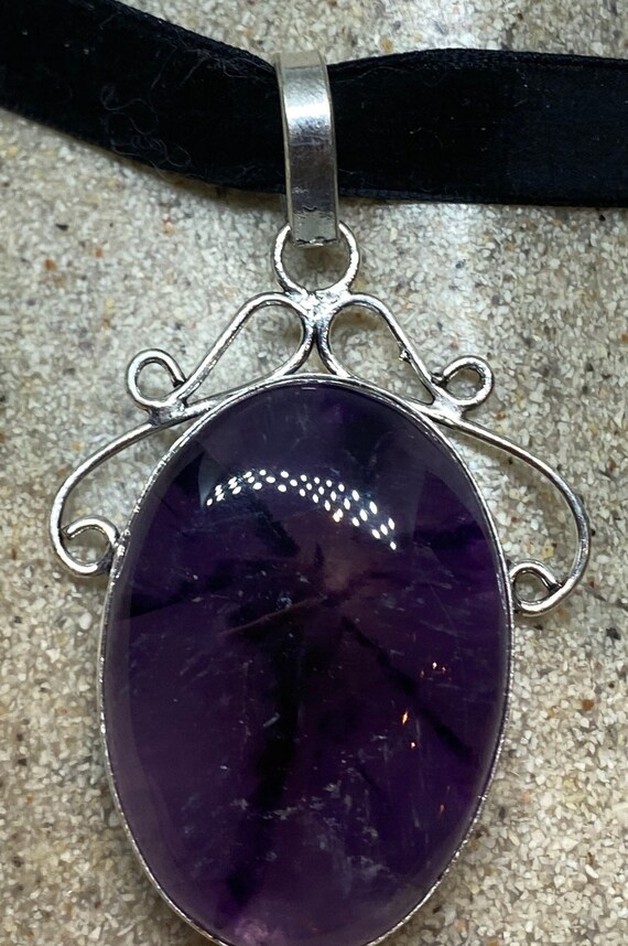 Vintage Purple Amethyst Choker Necklace - image 3