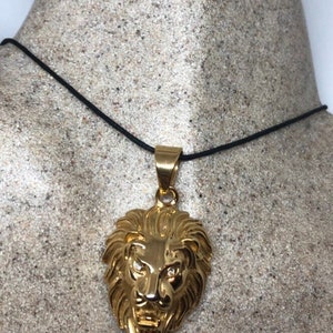 Vintage Golden Stainless Steel Lion Pendant Necklace