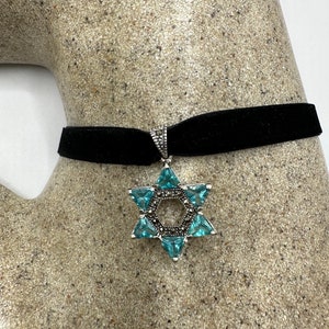 Gargantilla vintage con estrella de David de marcasita en plata de ley 925