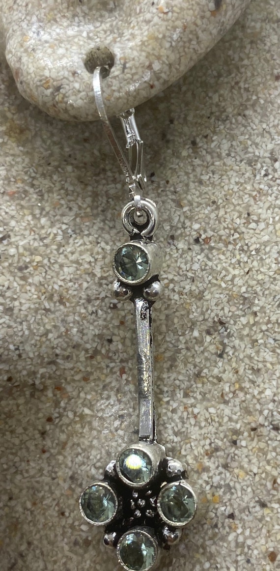 Vintage Blue Topaz Sterling Silver Lever Back Chan